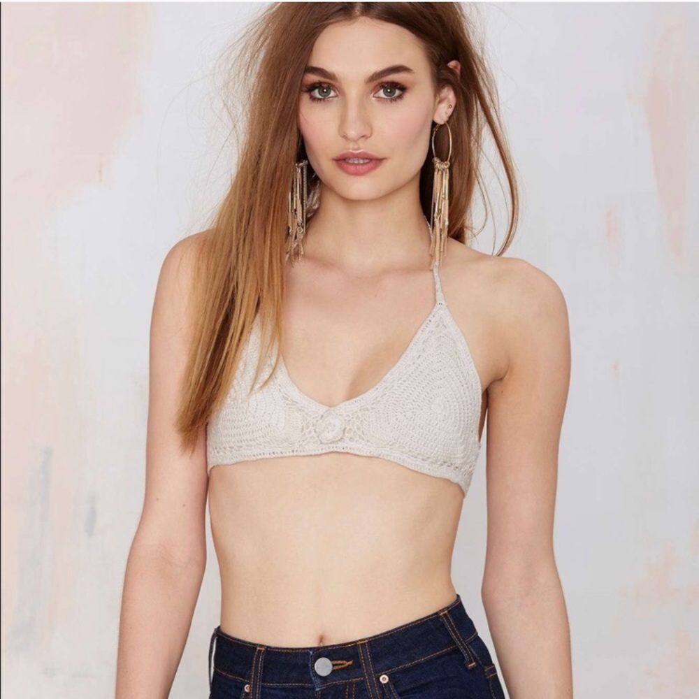 Nasty Gal RAGA crochet knit halter Bralette crop